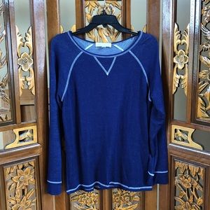 Everette Bleu Blue Long Sleeve T-Shirt Women Sz M Cotton Blend Polycotton